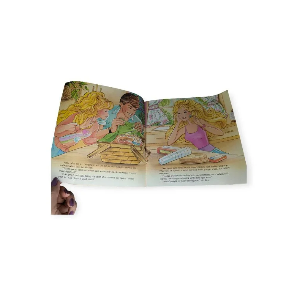 Vintage 1990 Mattel Barbie A Picnic Surprise Golden Book Paperback Fiction